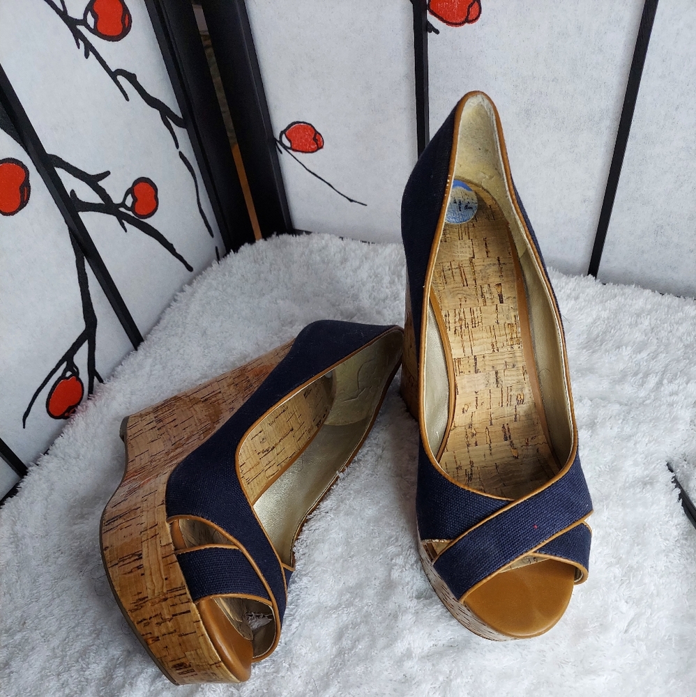 Jessica Simpson JP-Corey Navy/Luggage Wedge Sandal